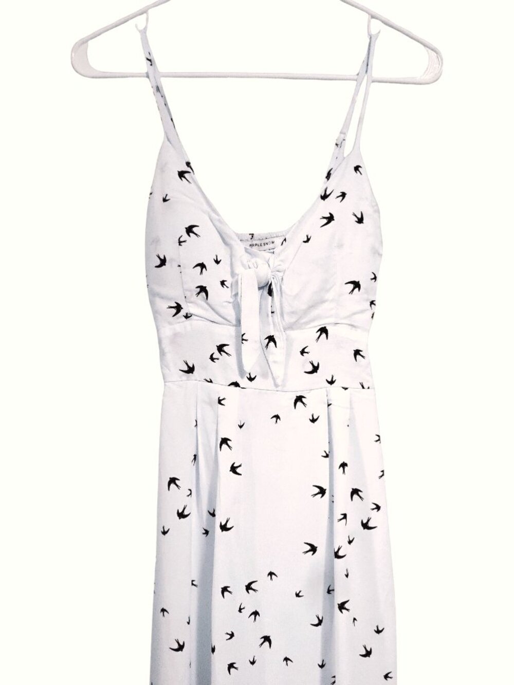 Purple Snow White Bird Print Dress Size S